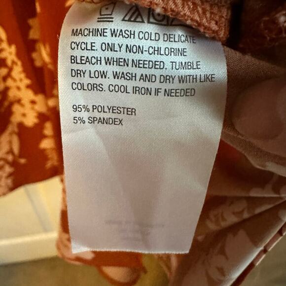 Iman Burnt Orange White Floral Casual Dress Women’s Size Small - Picture 3 of 6